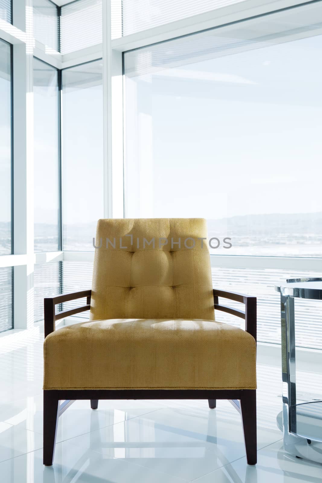 close up view of modern chair in office environment