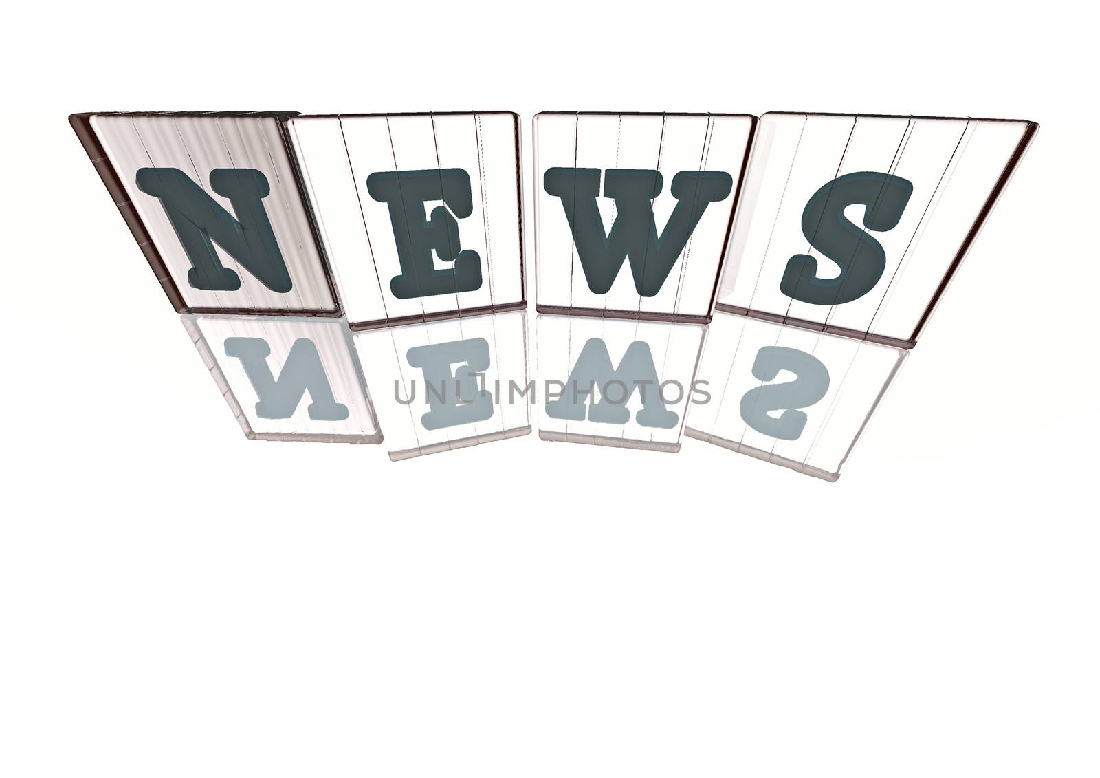 The News word made of blocks with letters