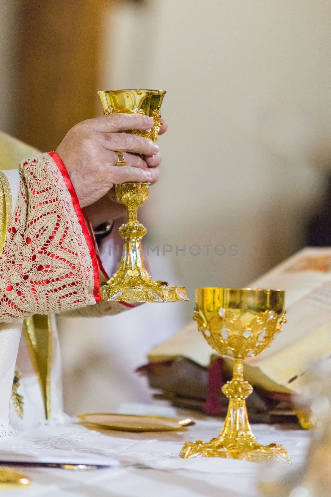 In the mass, during the communion