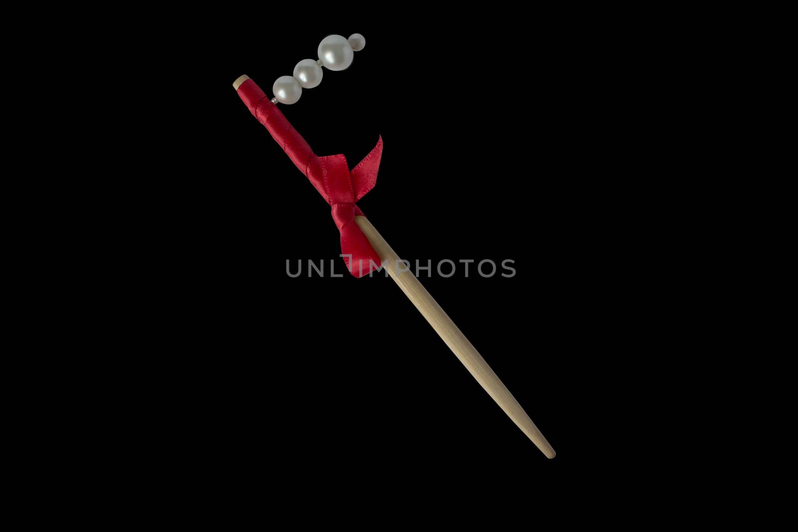 sticks for hair, handmade, pearl, isolated on white