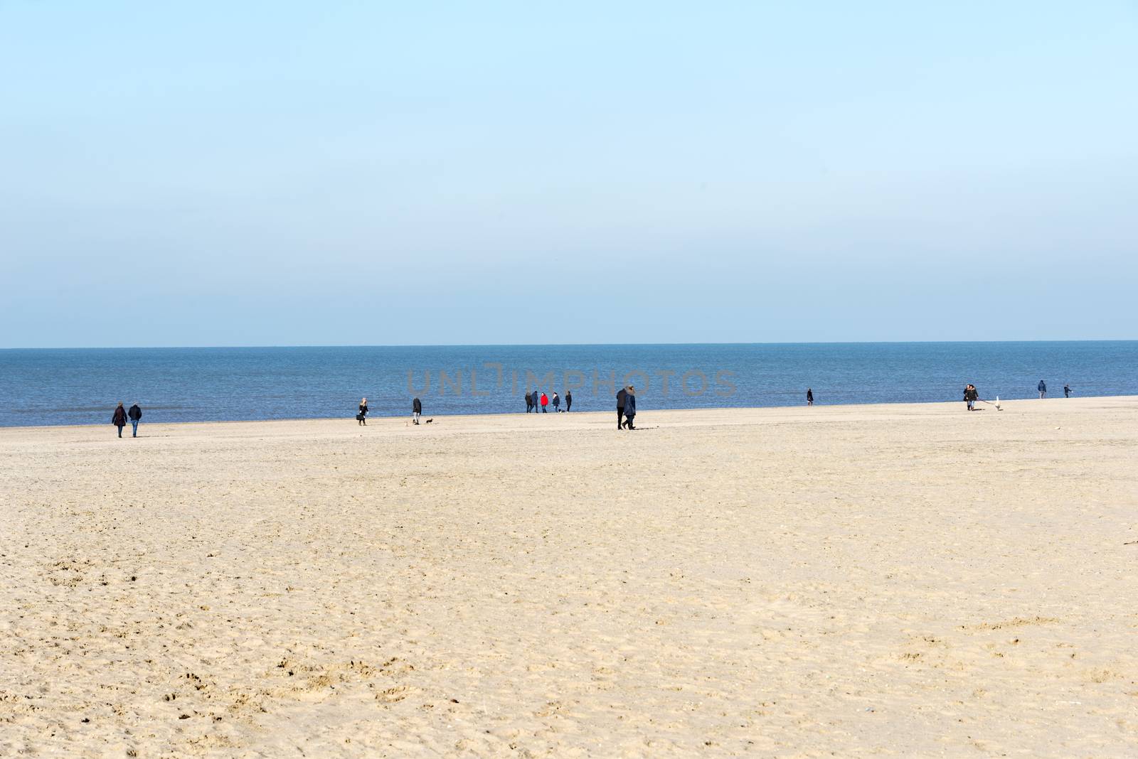 people on the beach in Holland by compuinfoto