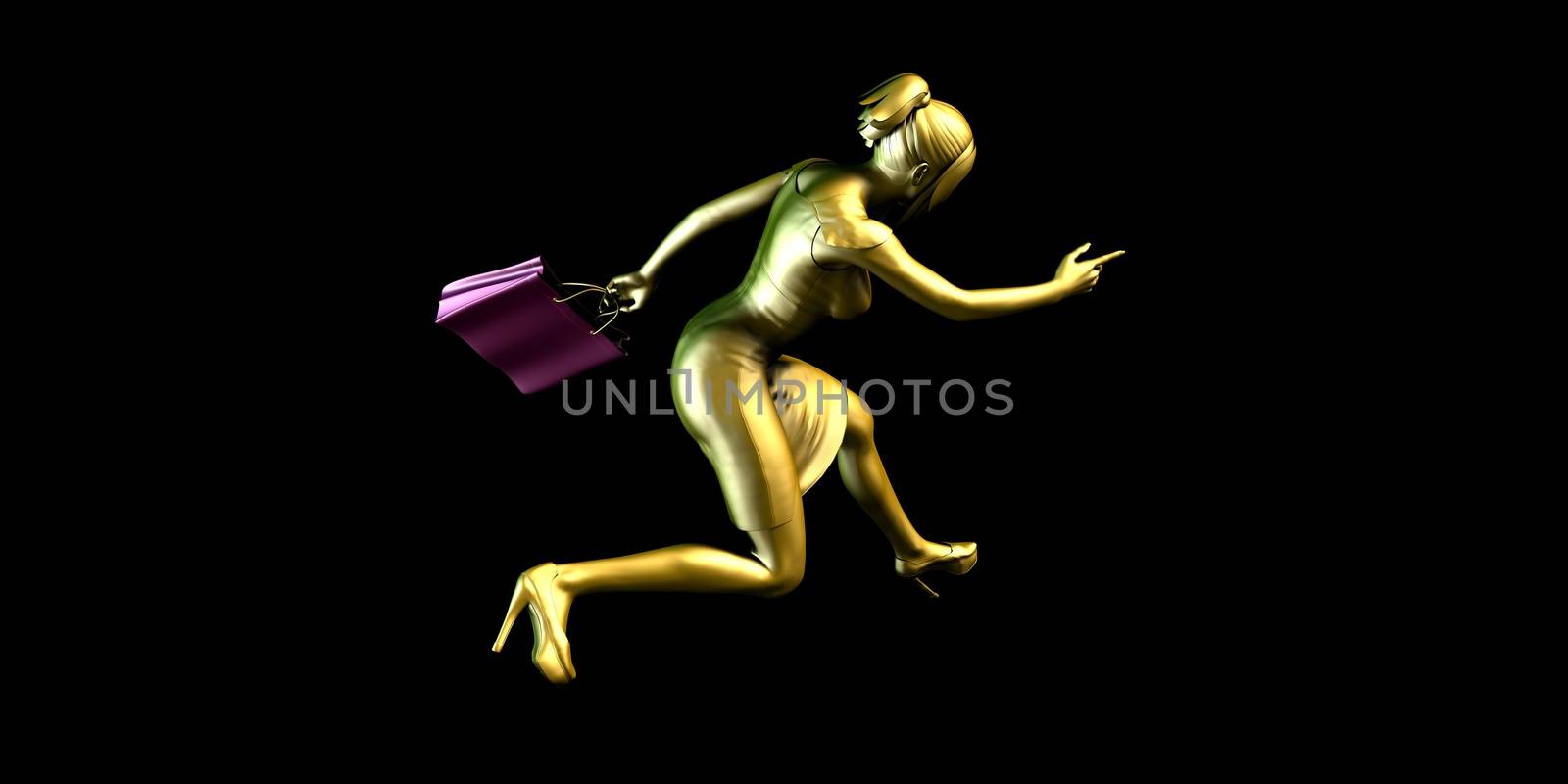 Woman Shopper Running for a Sales Event