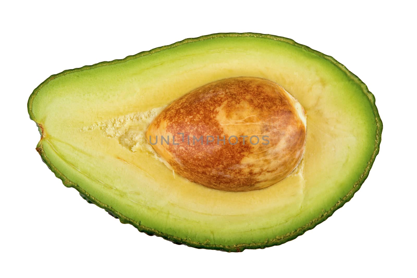 Cut avocado isolated on a white background