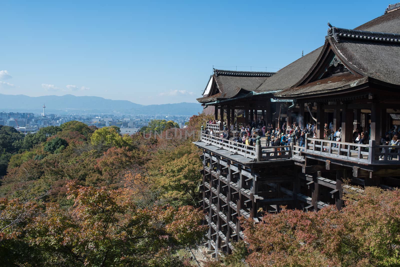 Kyoto, Japan - November 6, 2015: Early autumn of Kiyomizu-dera temple in Kyoto, Japan