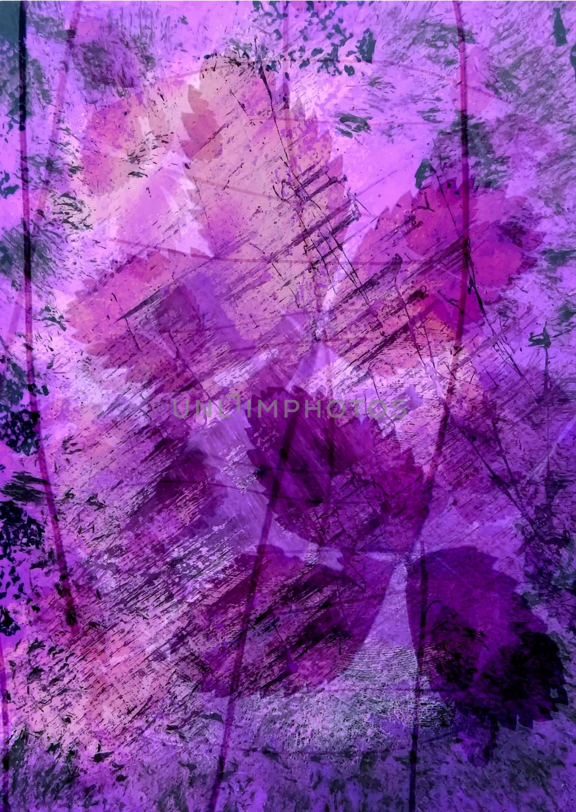 Abstract watercolor background and branch plant. Mixed media by Julia_Faranchuk