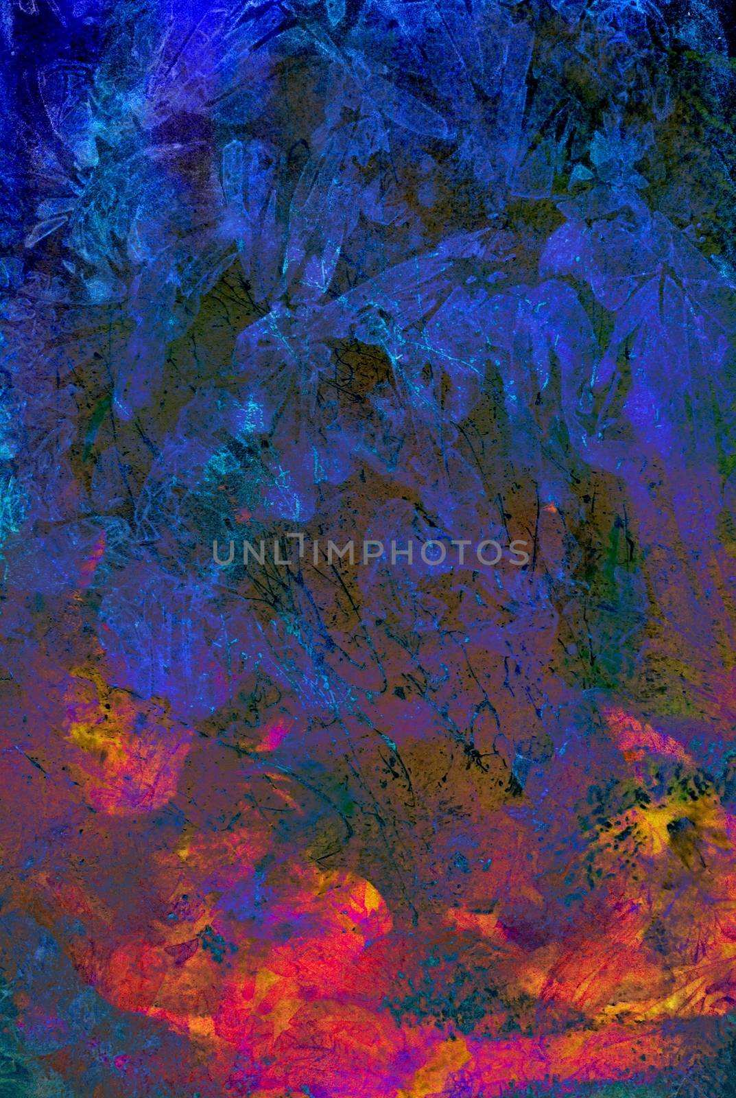 Abstract watercolor background handmade. Mixed media background. Crumpled paper, leaves, spray