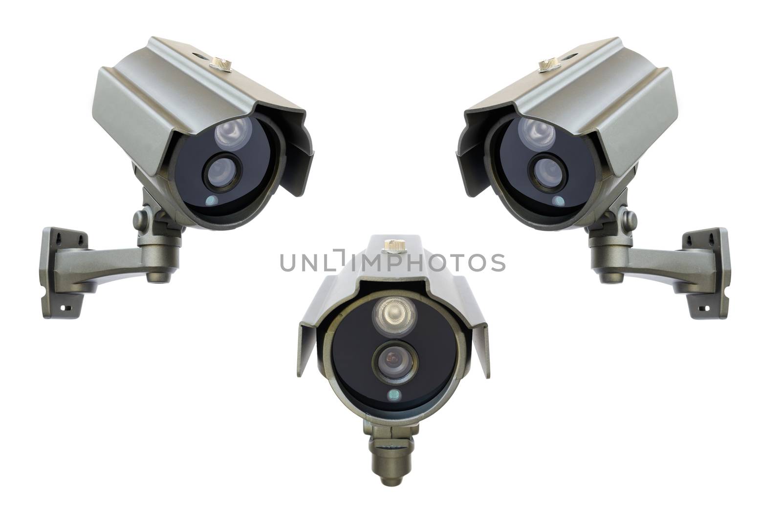 CCTV security camera on white background