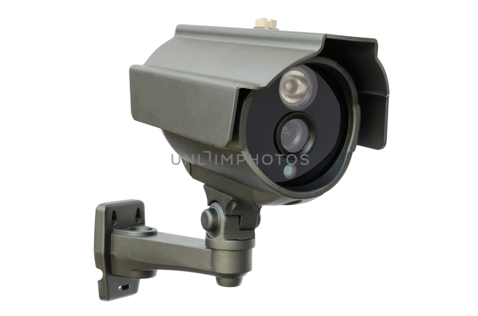 CCTV security camera on white background