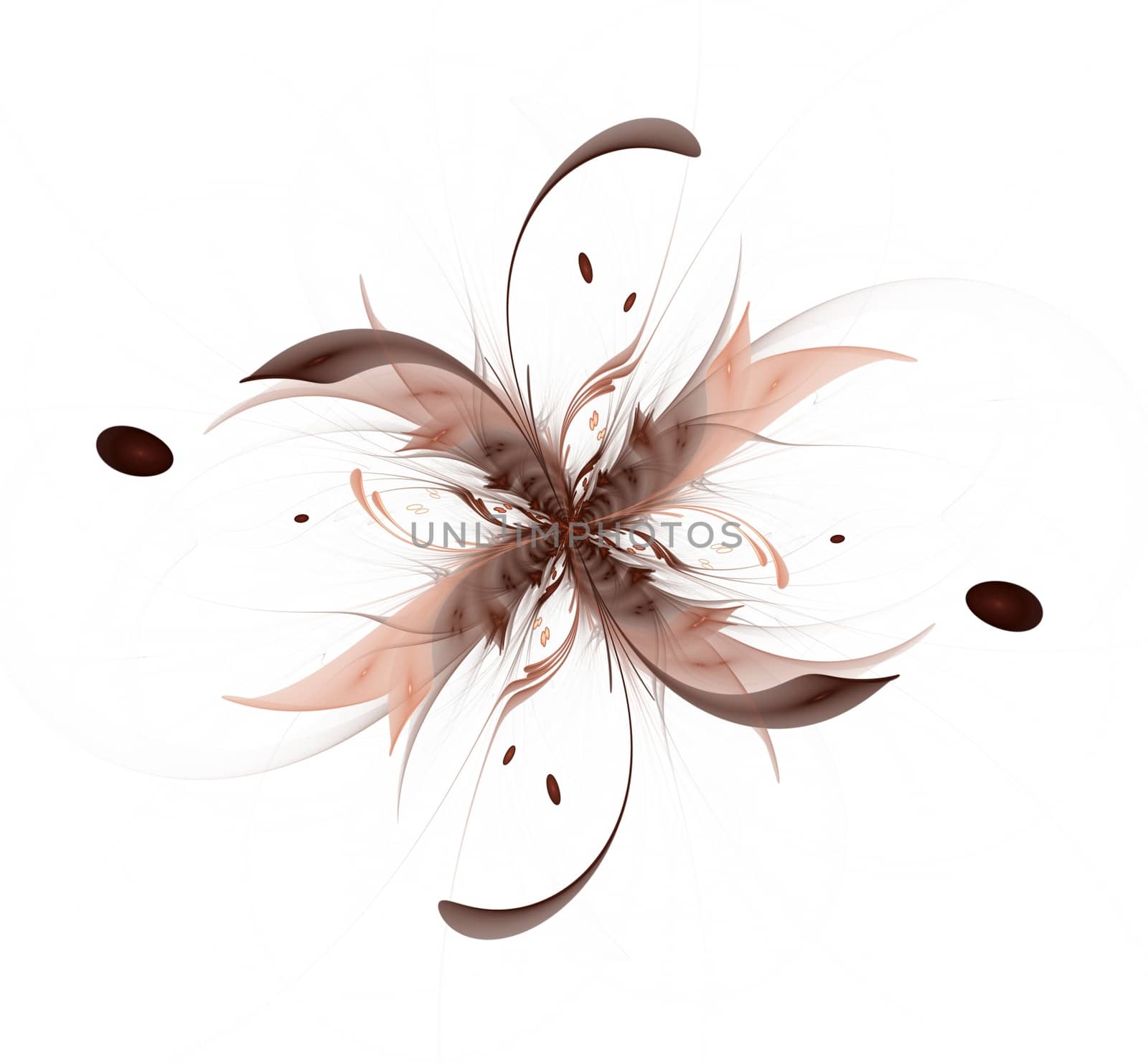 Abstract fractal flower ribbons beige by Julia_Faranchuk