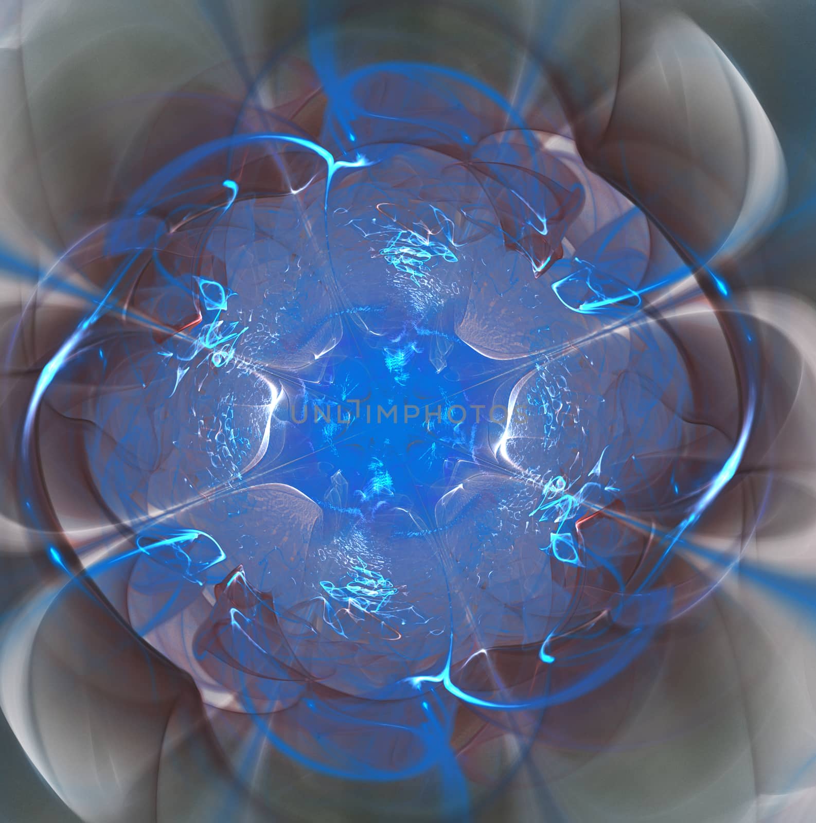 Abstract fractal background blue flower glare water