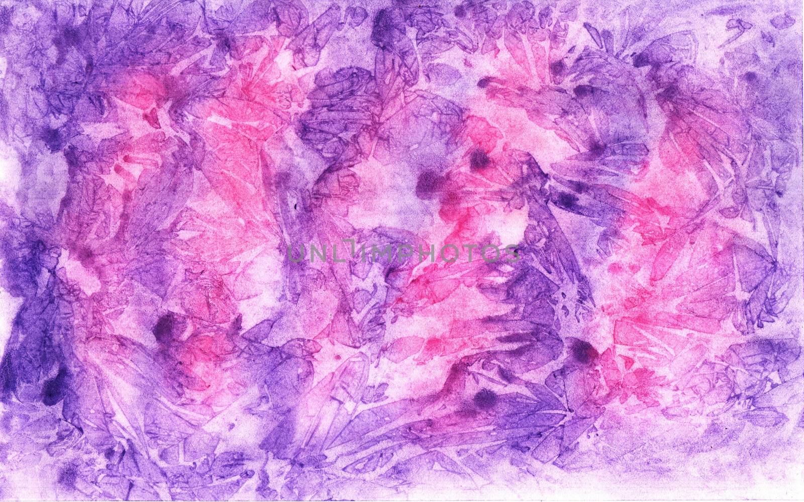 Purple Abstract abstraction watercolor by using an unusual method