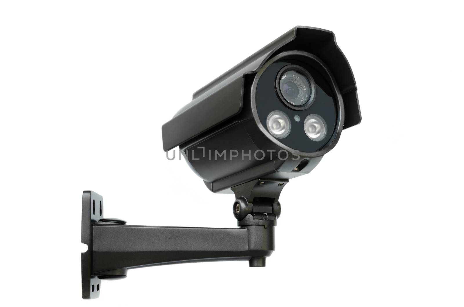 CCTV security camera on white background