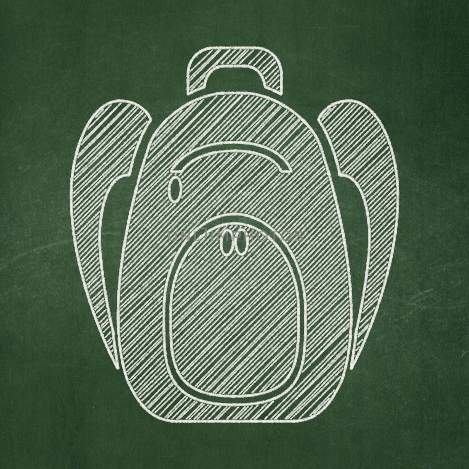 Travel concept: Backpack on chalkboard background by maxkabakov