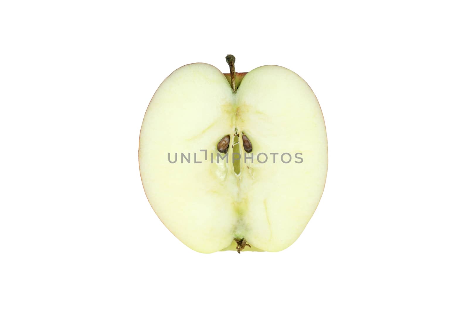 Fresh apple cutted in half isolated on white background