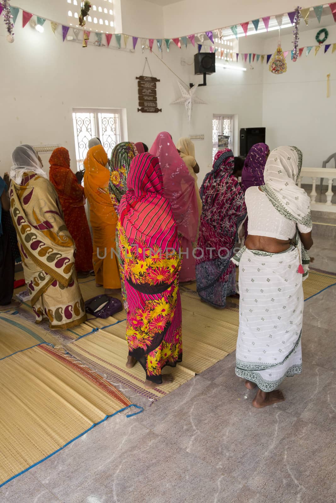 India Pondicherry, Unknown women praying in village's Church,