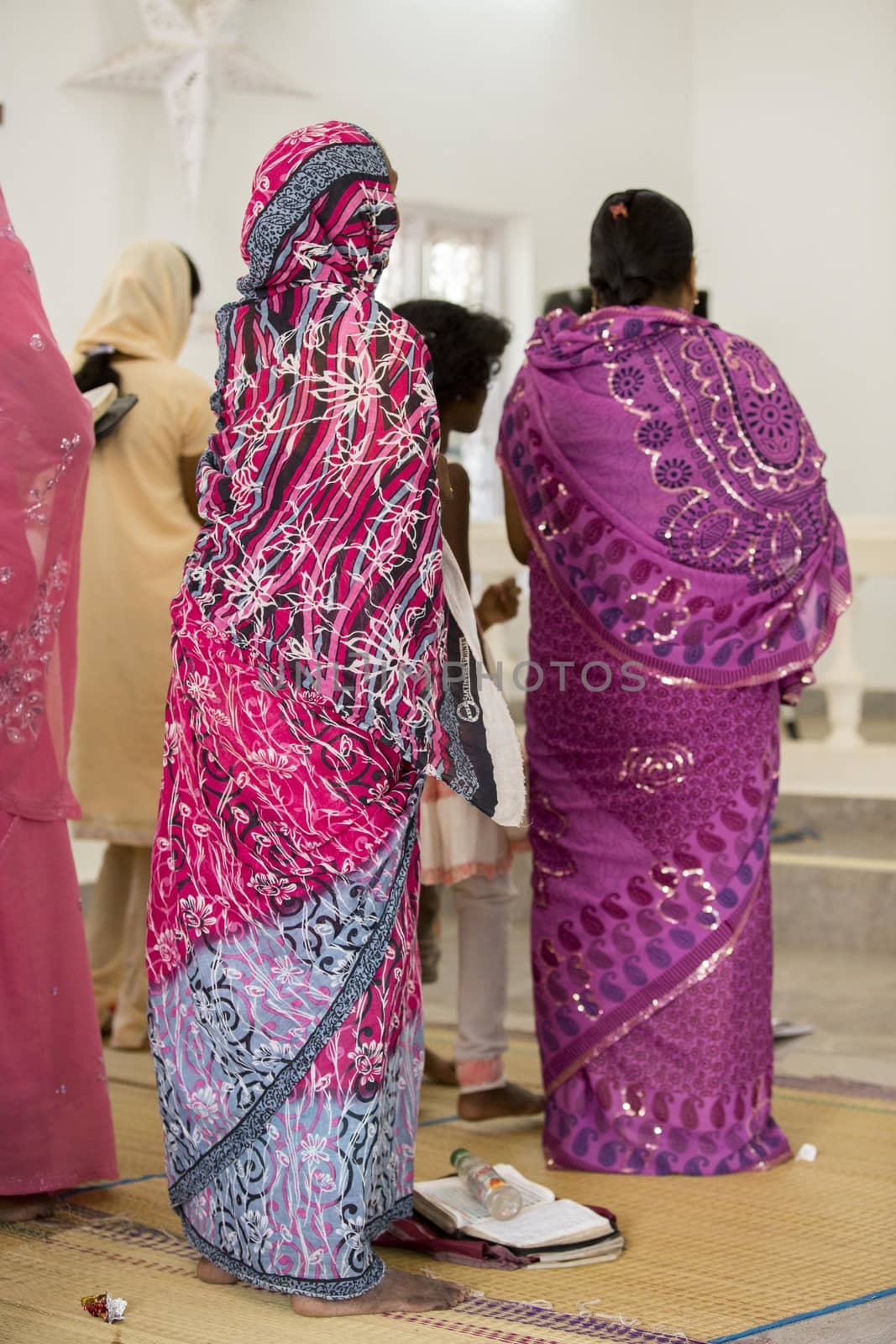 India Pondicherry, Unknown women praying in village's Church,