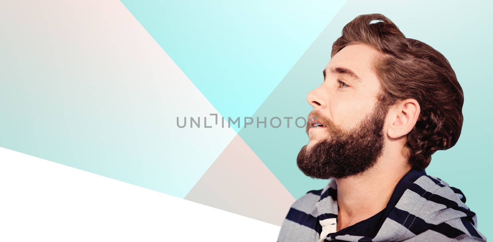 Composite image of close-up of thoughtful hipster looking away by Wavebreakmedia