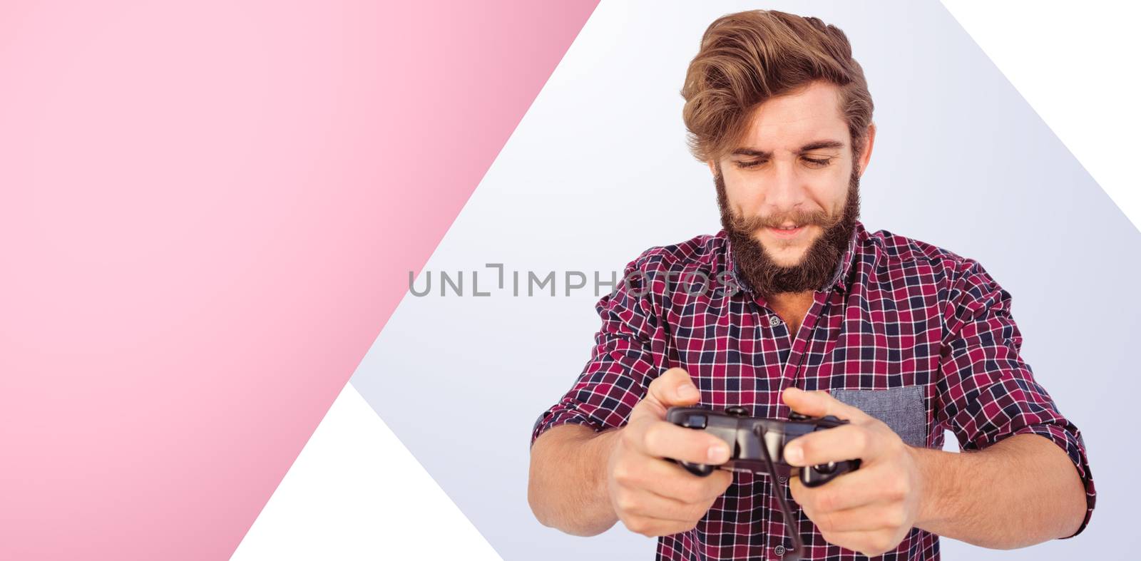 Composite image of hipster playing video game by Wavebreakmedia