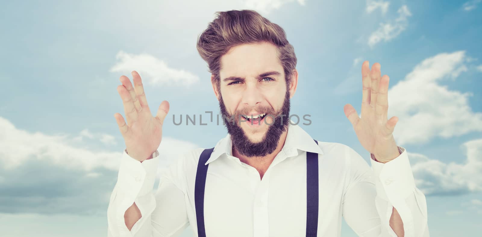 Composite image of portrait of happy hipster gesturing by Wavebreakmedia