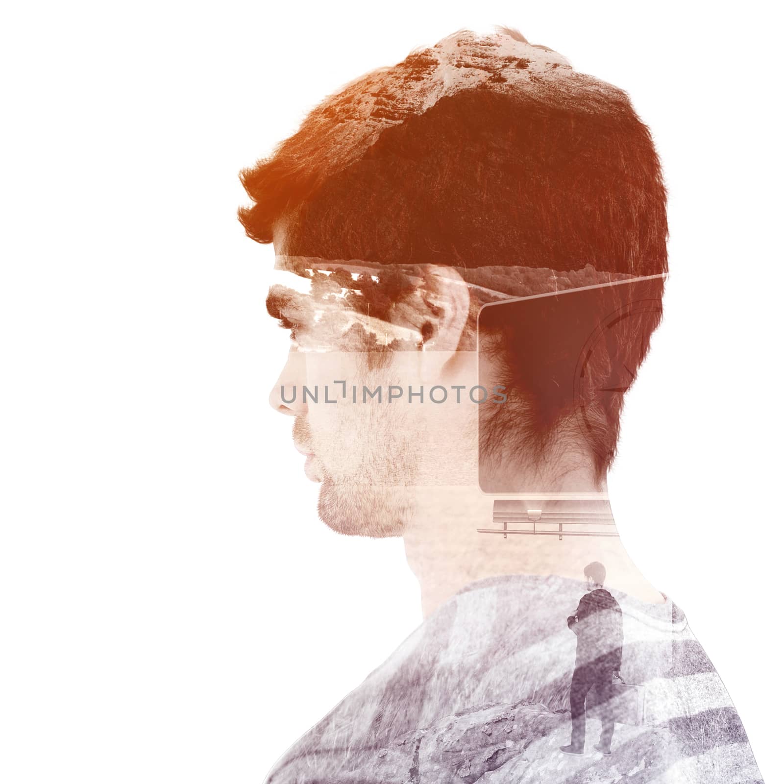 Composite image of side view of serious man by Wavebreakmedia