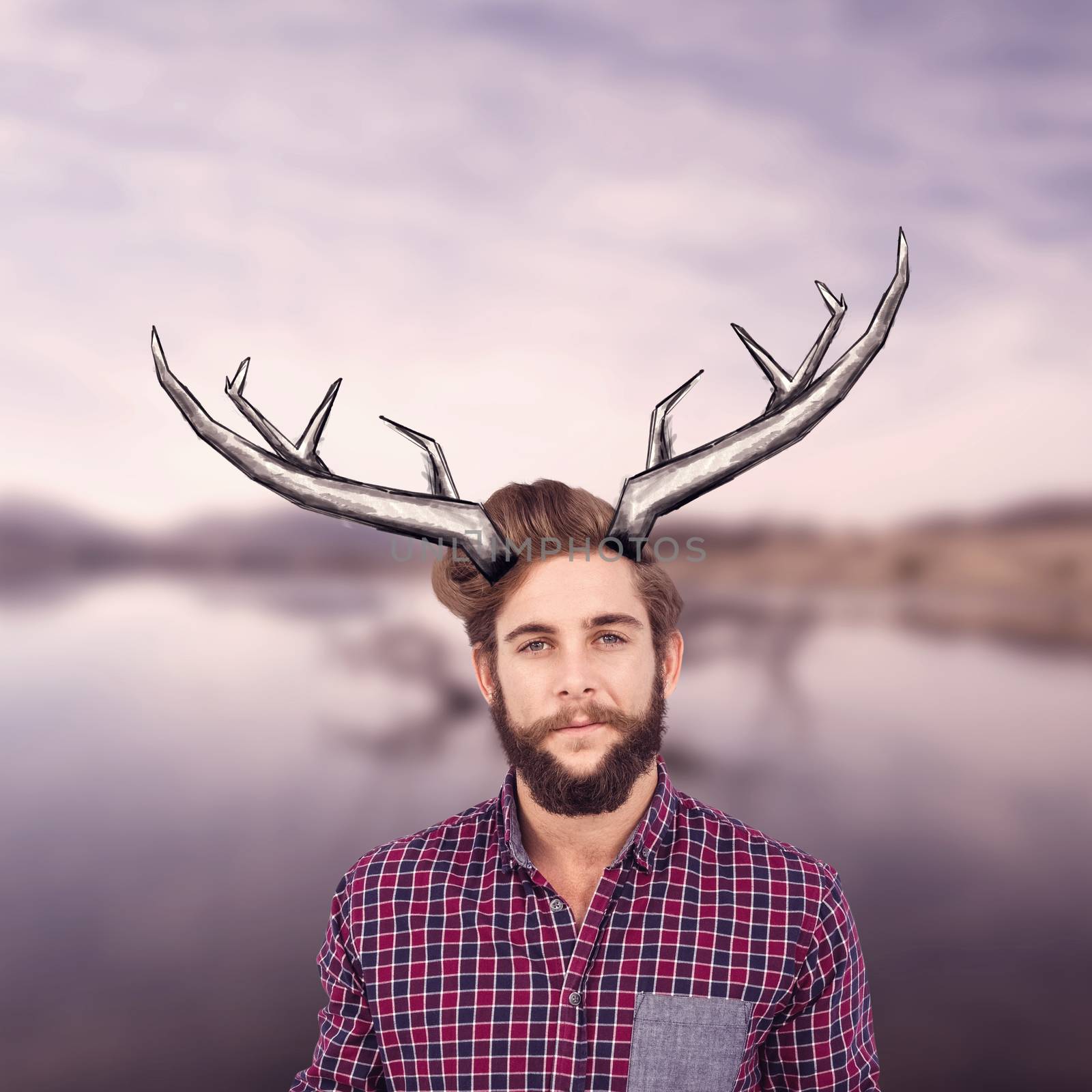 Composite image of portrait of confident hipster with clenched fist by Wavebreakmedia
