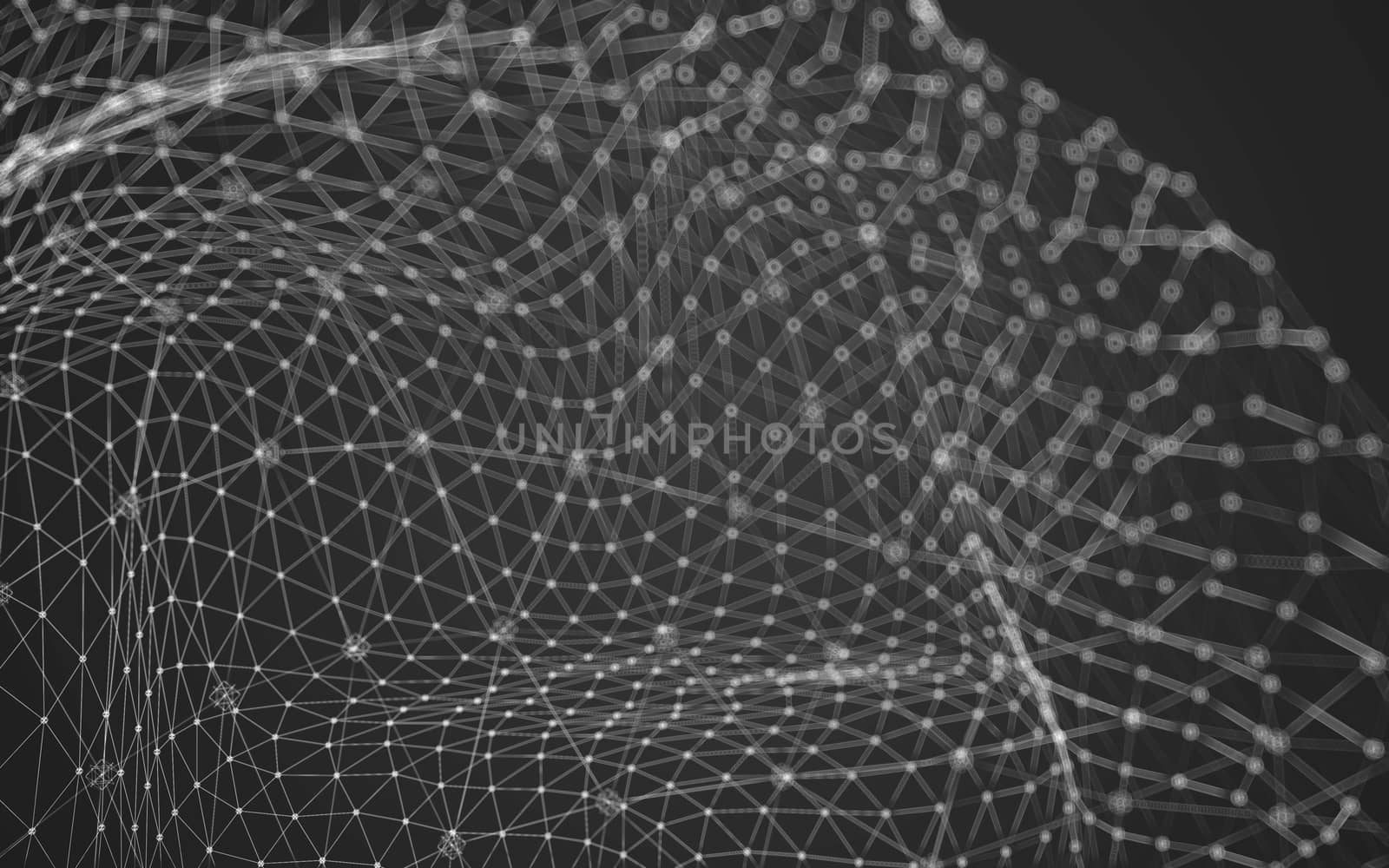 Abstract polygonal space low poly dark background with connecting dots and lines. Connection structure.