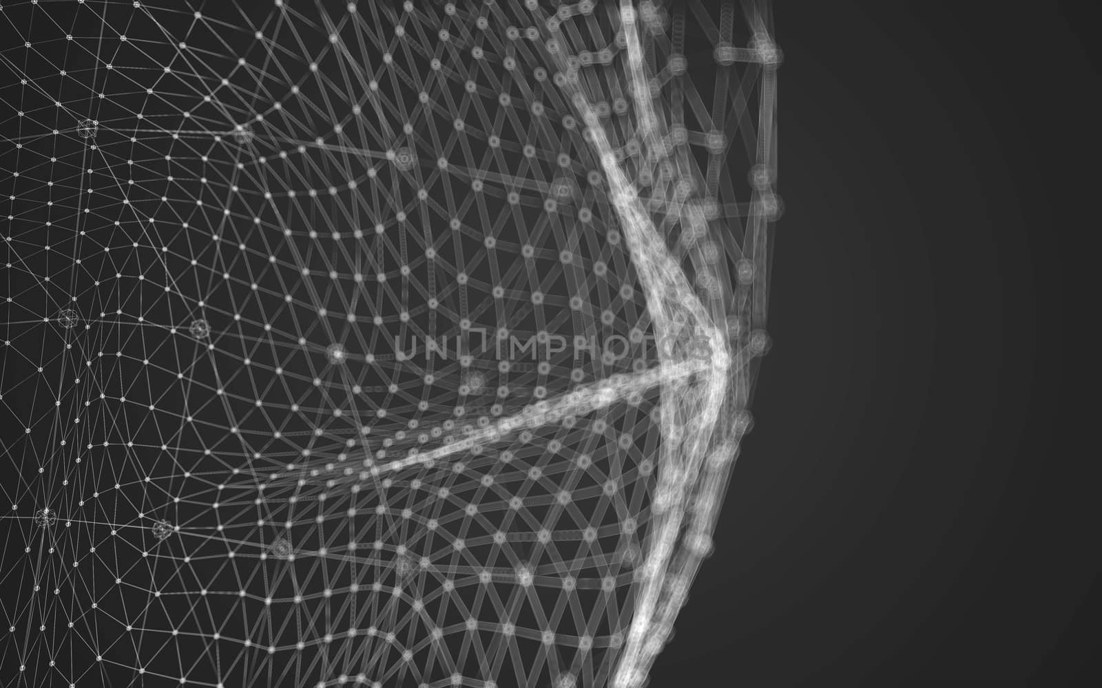 Abstract polygonal space low poly dark background with connecting dots and lines. Connection structure.