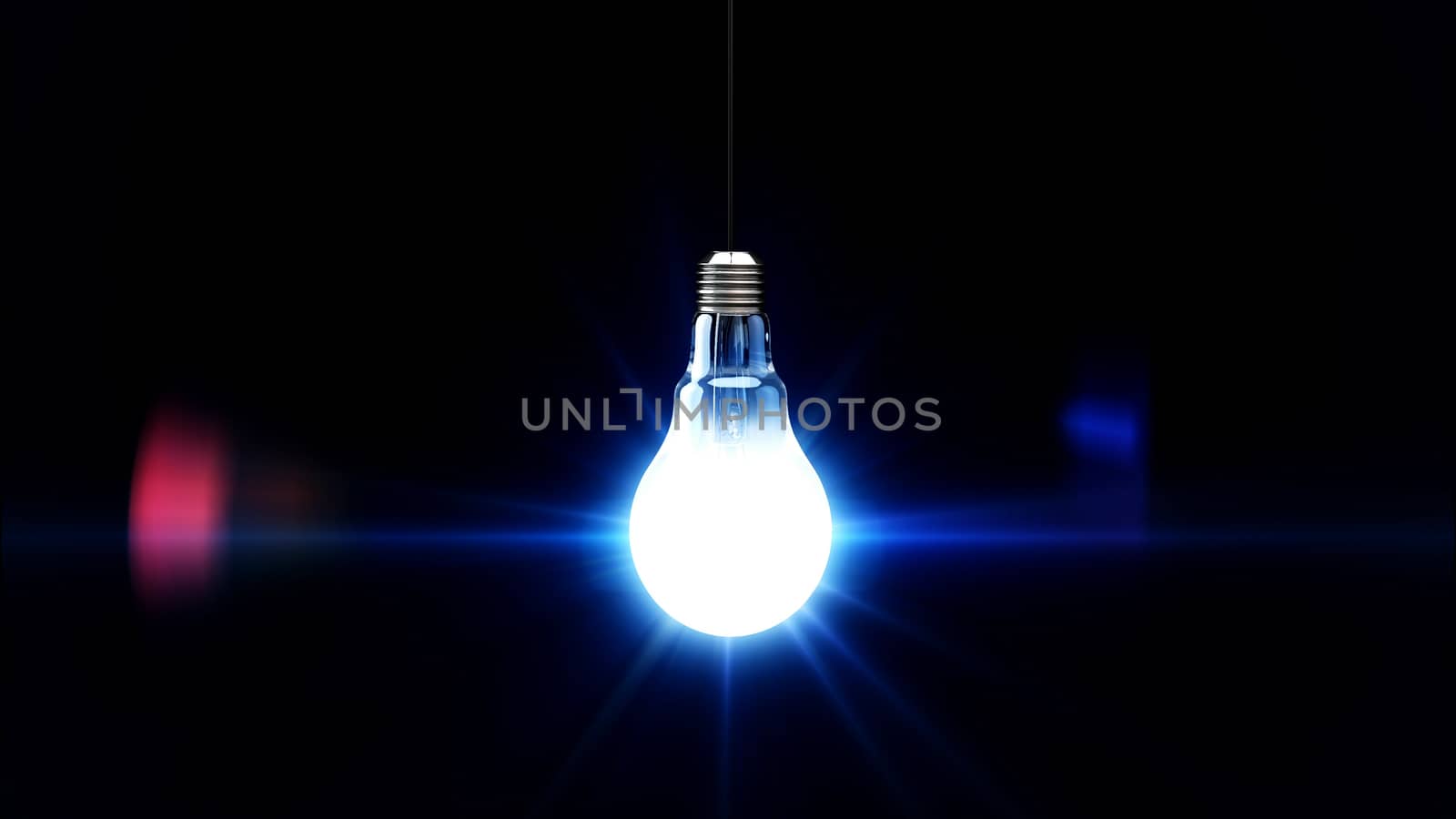 3D render of light bulb on a black bqackground.