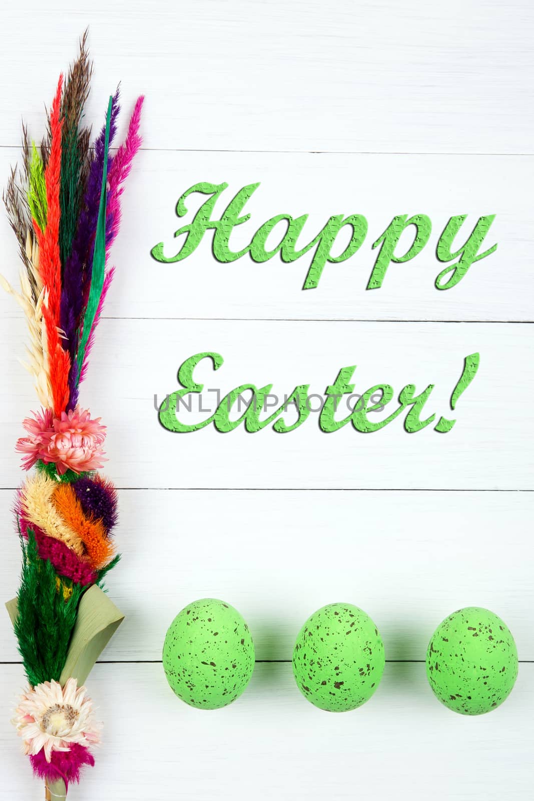 Happy easter! - easter eggs on a wooden background