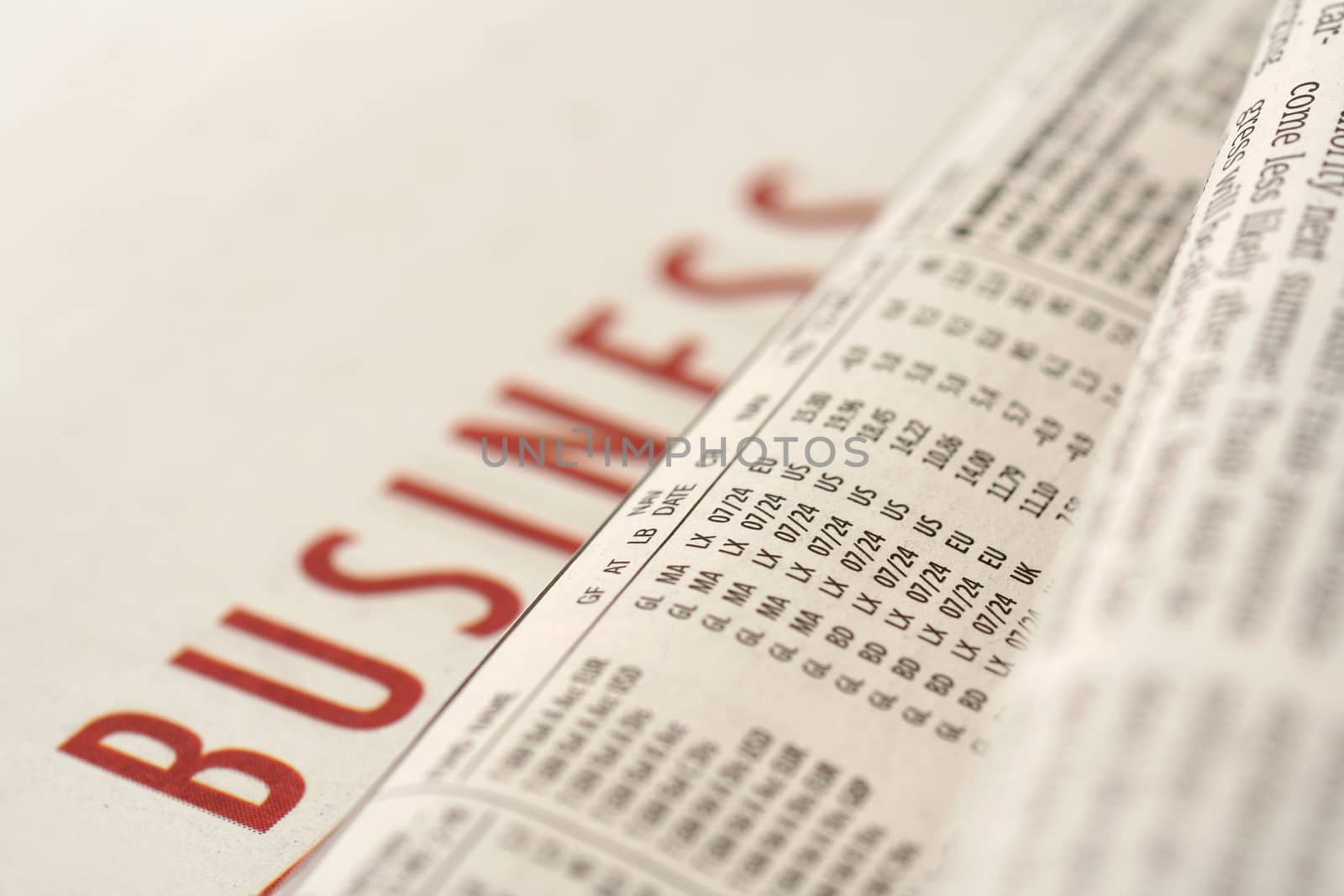 business section of a generic newspaper