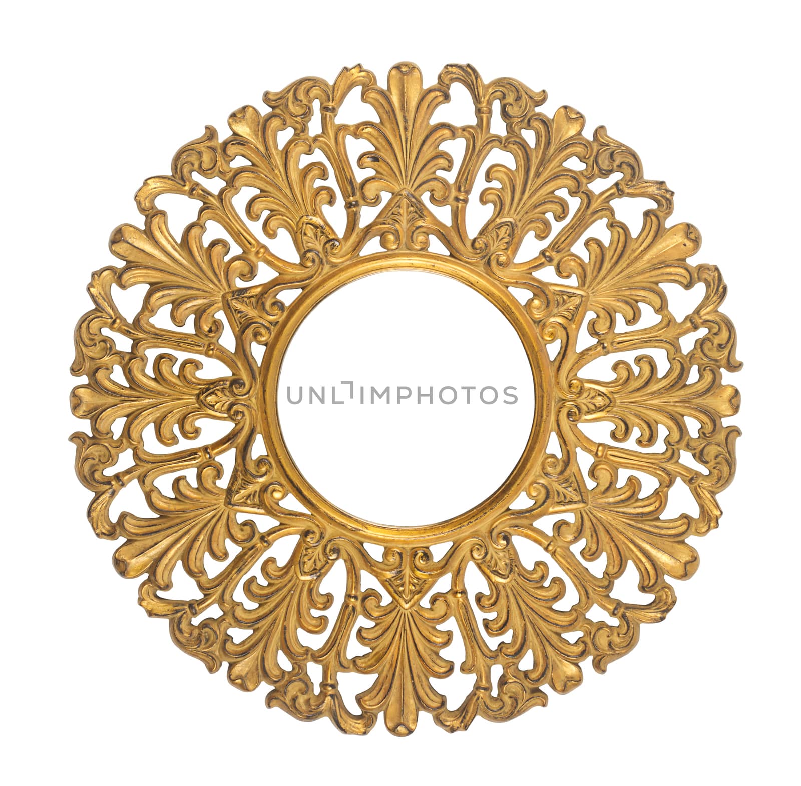 Round wooden ornament isolated on white background