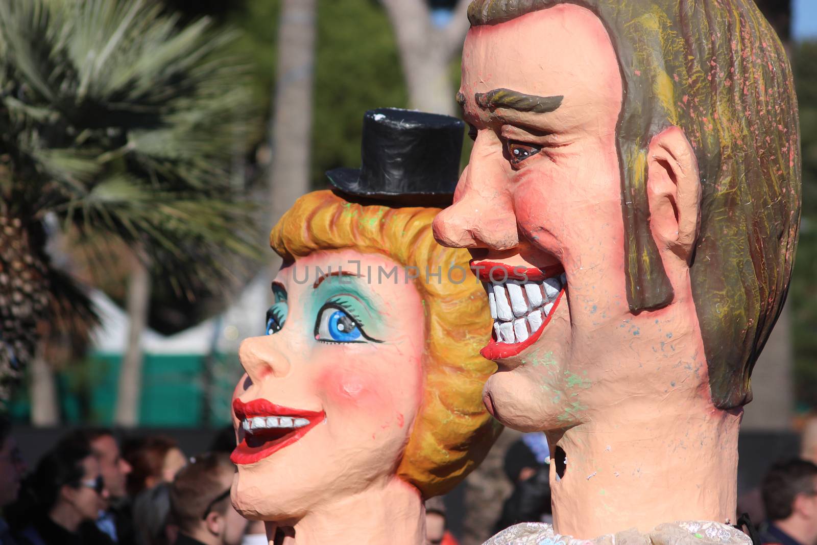 Nice, France - February 21 2016: Parade Float during the Carnival of Nice (Corso Carnavalesque 2016) in French Riviera. The Theme for 2016 was King of Media