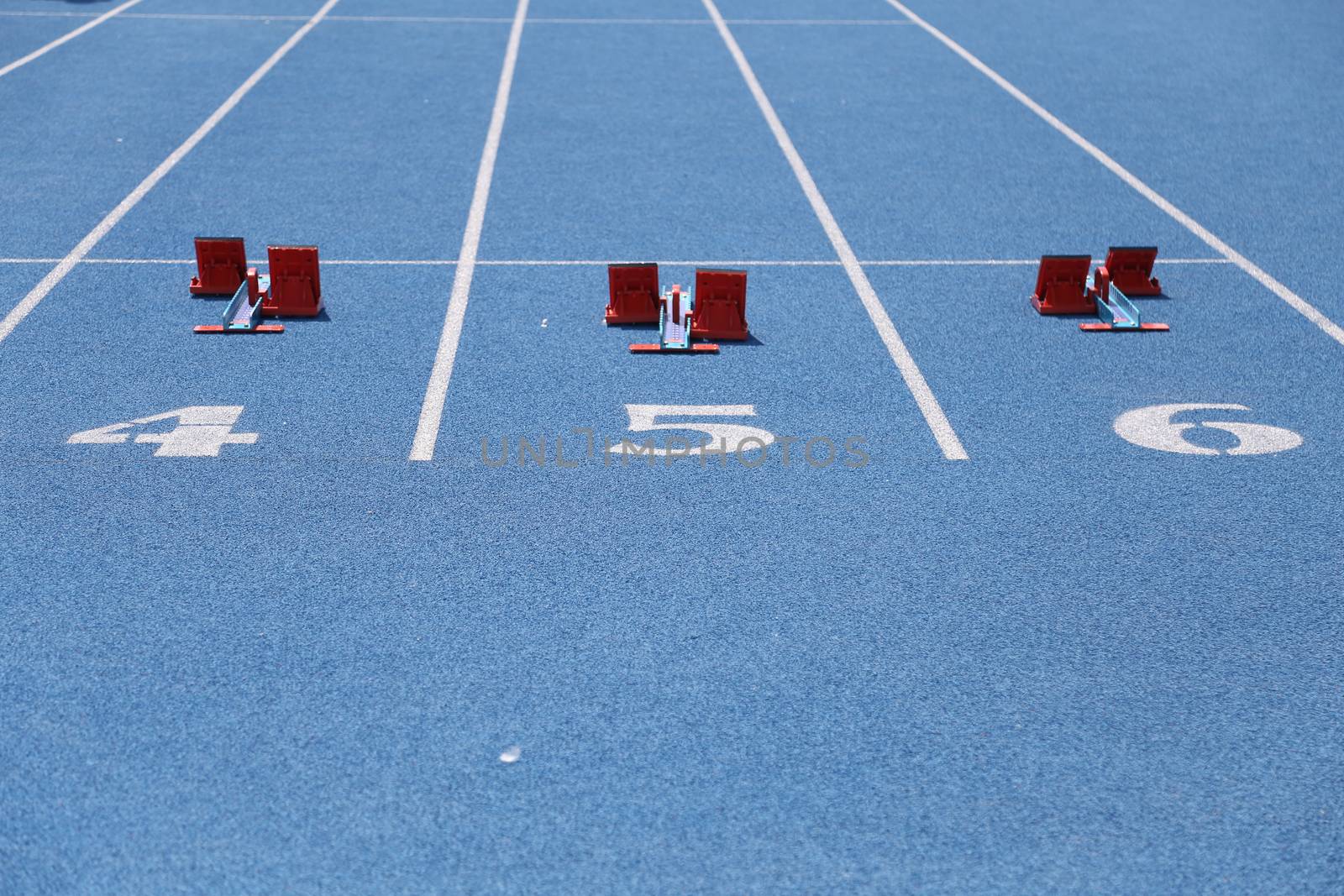 Numbers at finish line of 60 meters running field