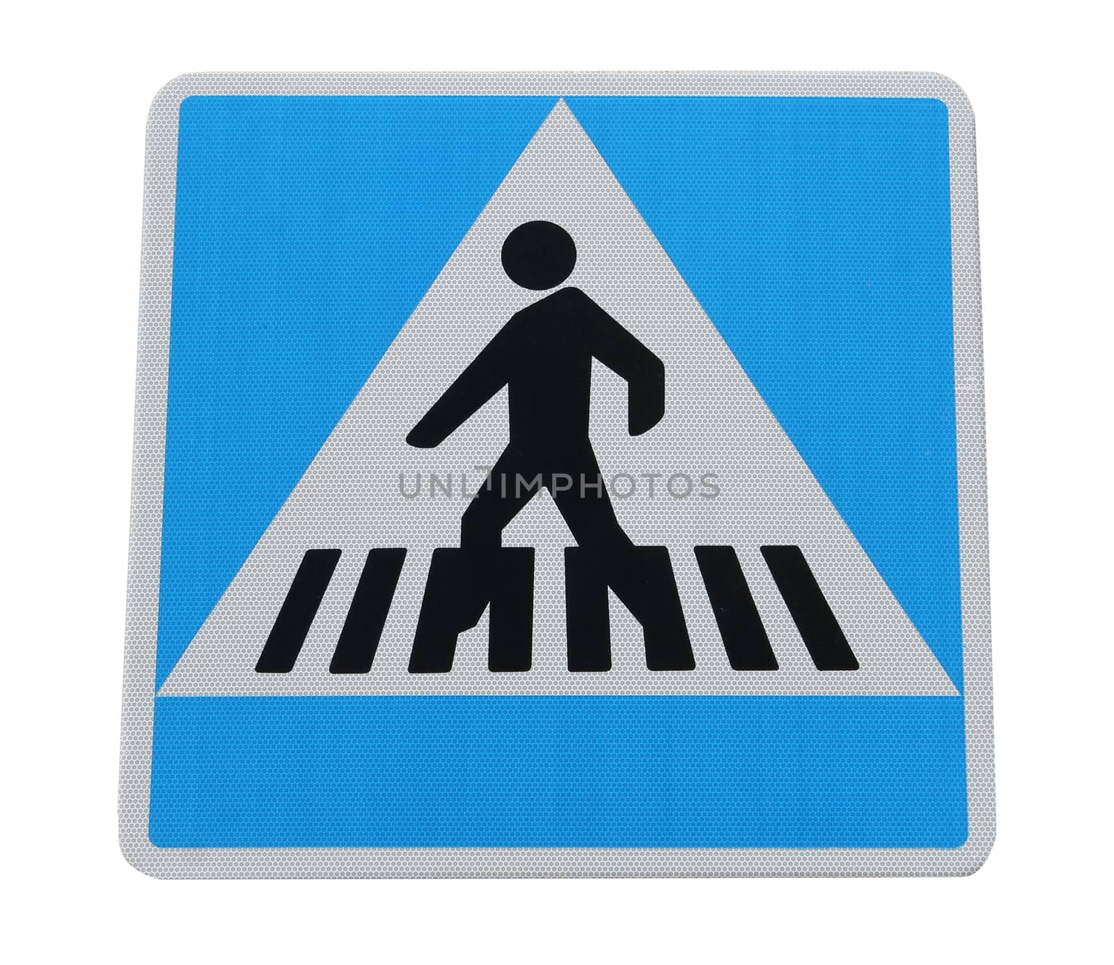 Pedestrian crossing sign isolated on a white background.