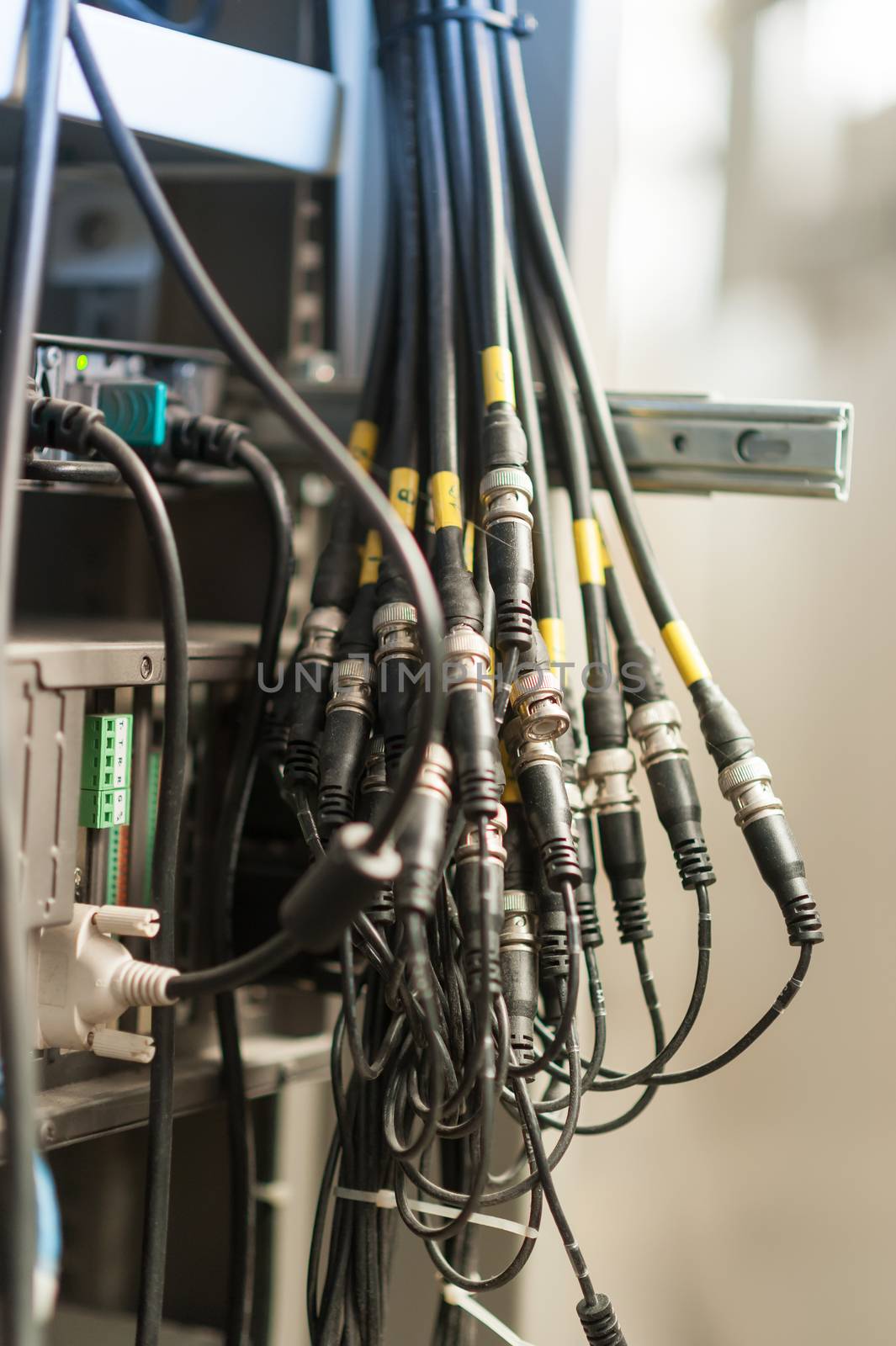 fiber optic with servers in a technology data center .