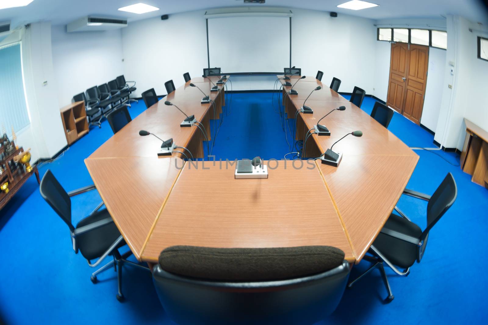 An Meeting room empty no people .