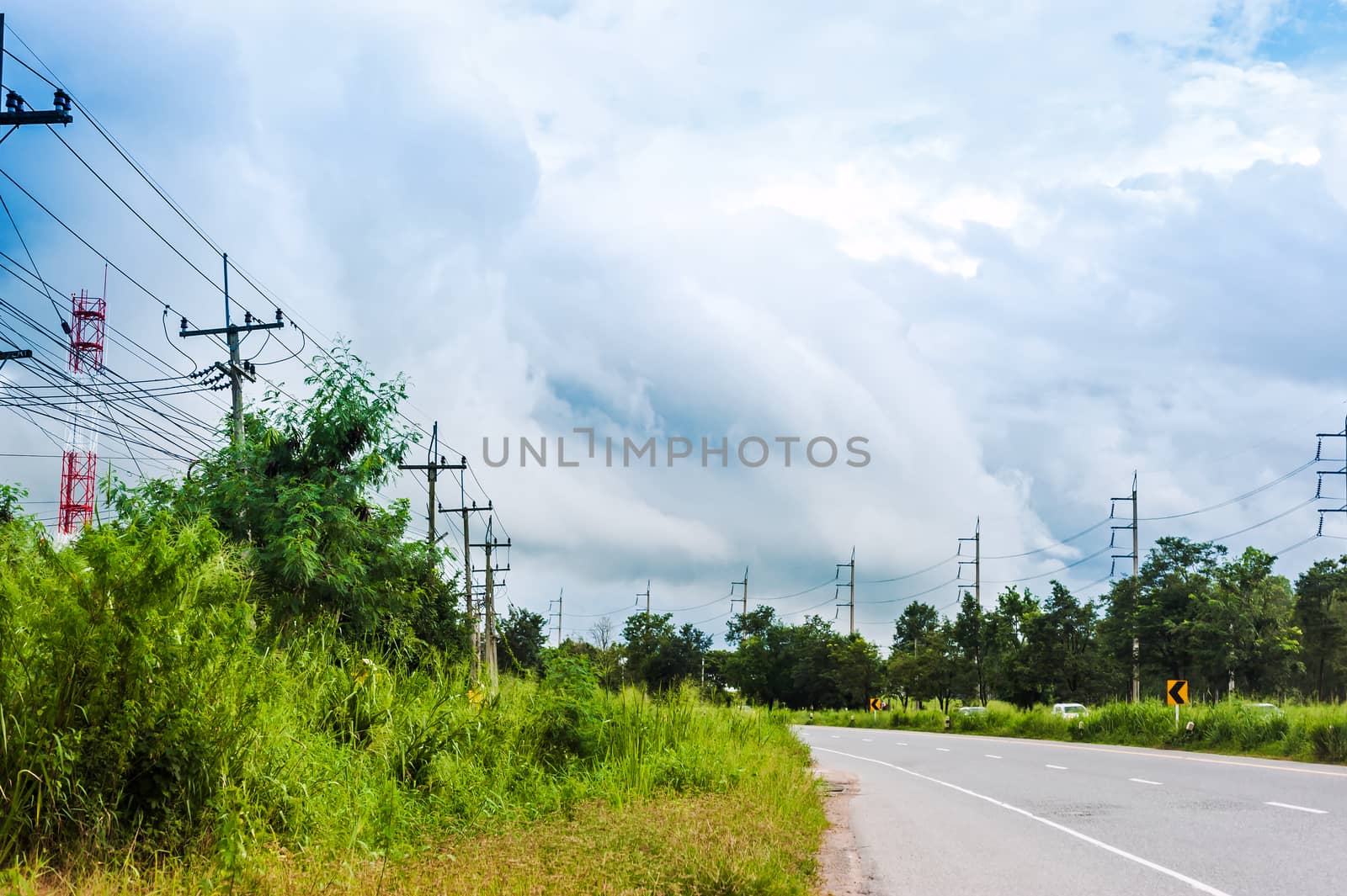 Road to nature place with blue sky by panumazz@gmail.com