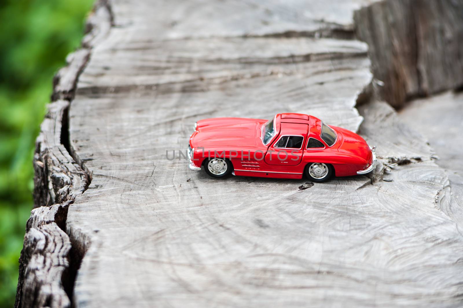 An Sport car model in nature place .