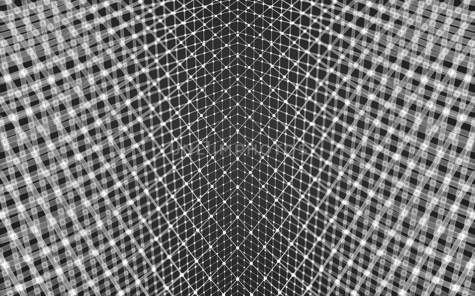 Abstract polygonal space low poly dark background with connecting dots and lines. Connection structure.