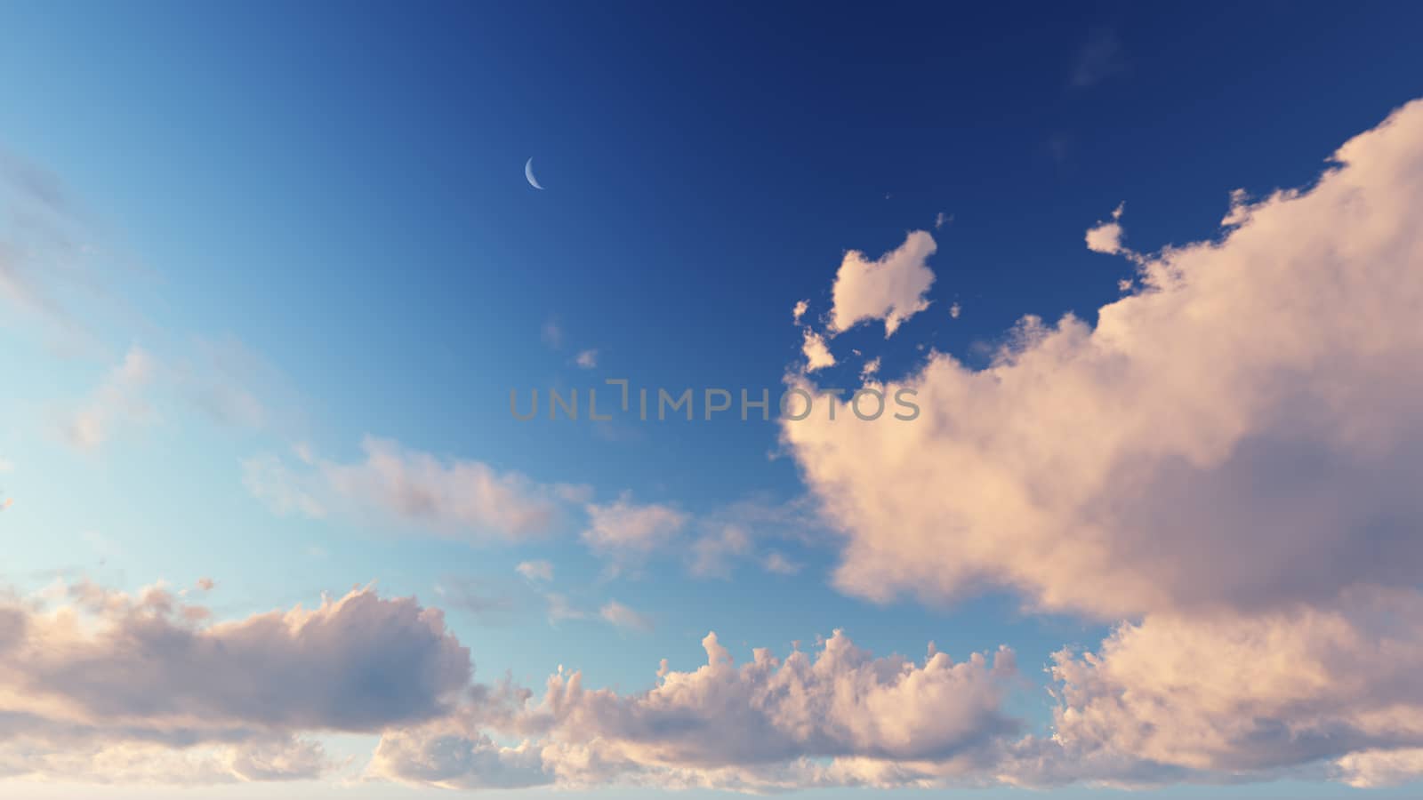 Cloudy blue sky abstract background, blue sky background with tiny clouds, 3d illustration