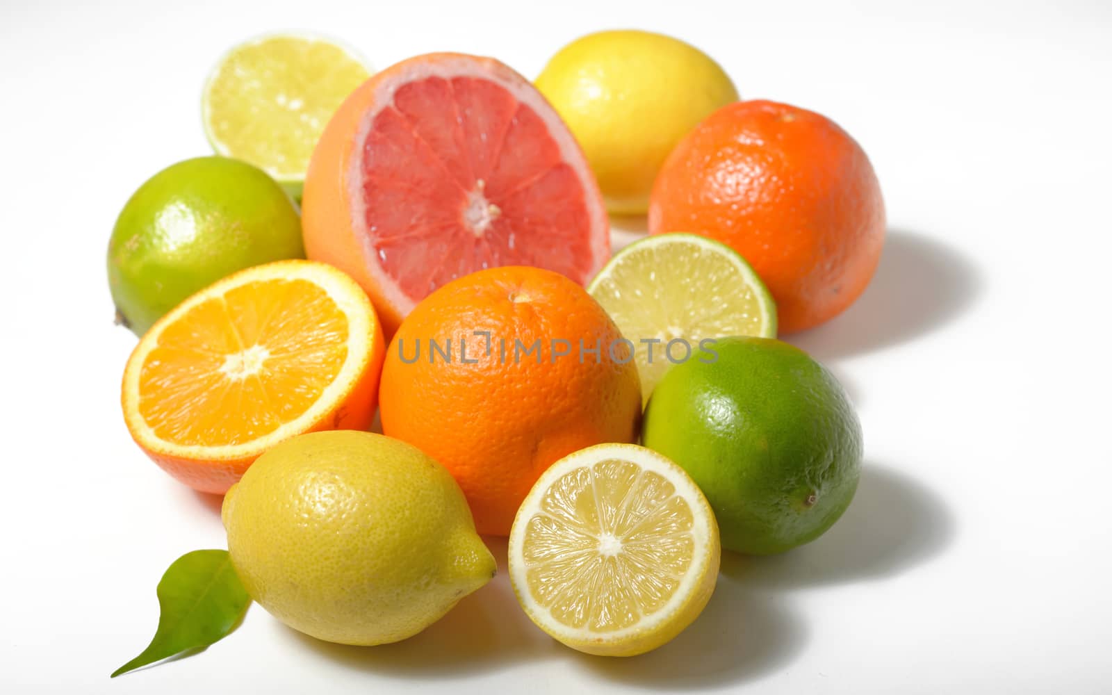 Citrus fruits lemon, lime, grapefruit, orange isolated on white
