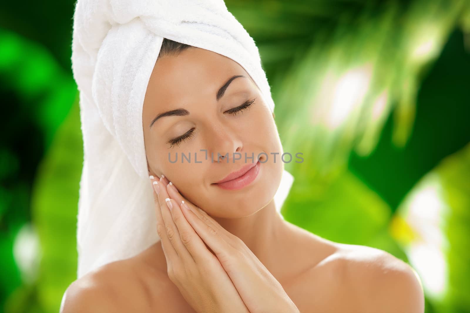 portrait of young beautiful woman  in spa environment