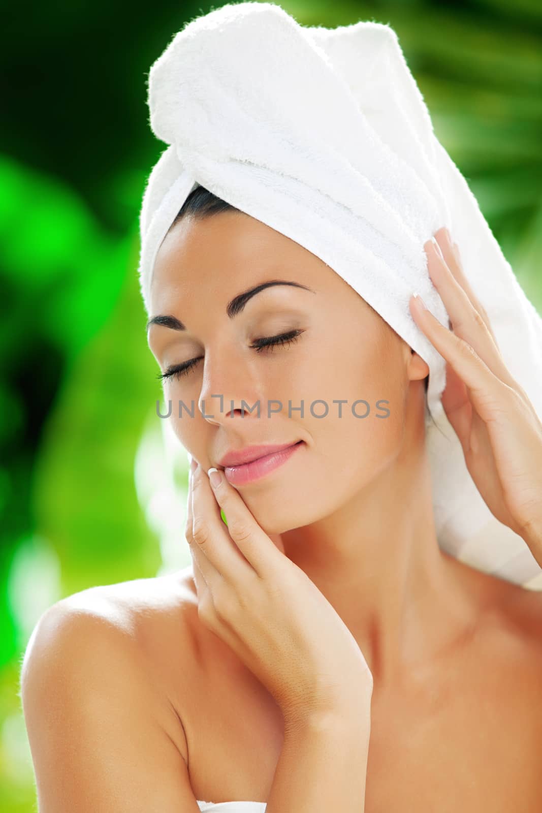 portrait of young beautiful woman  in spa environment