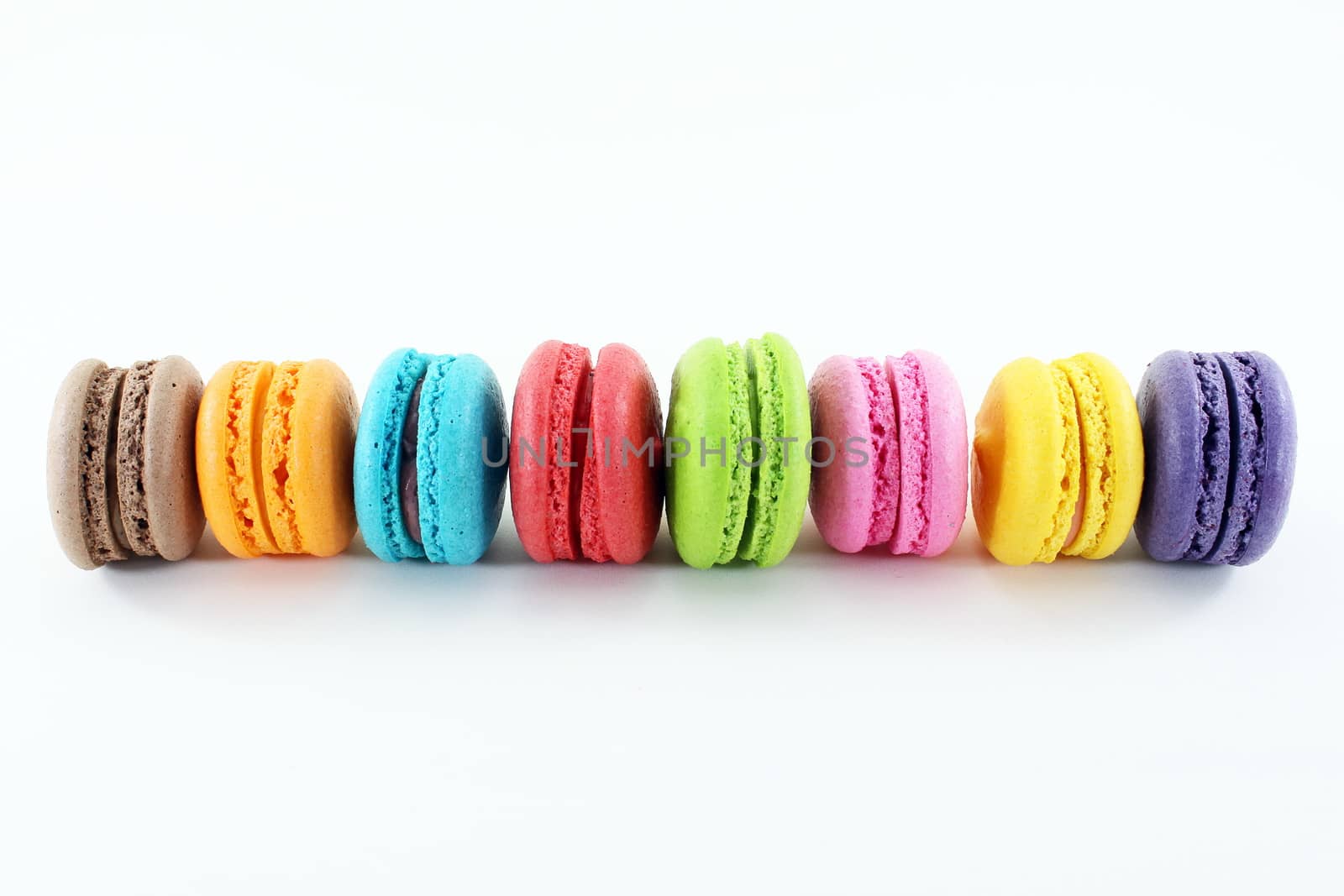 Colorful macaron isolated white background