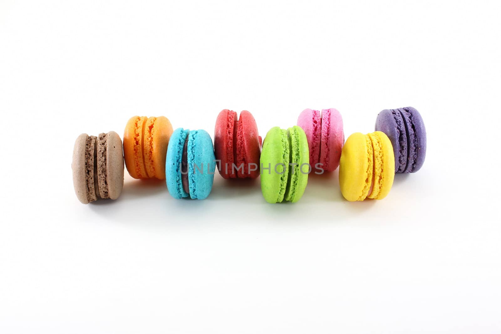 Macarons color concept isolate on white background