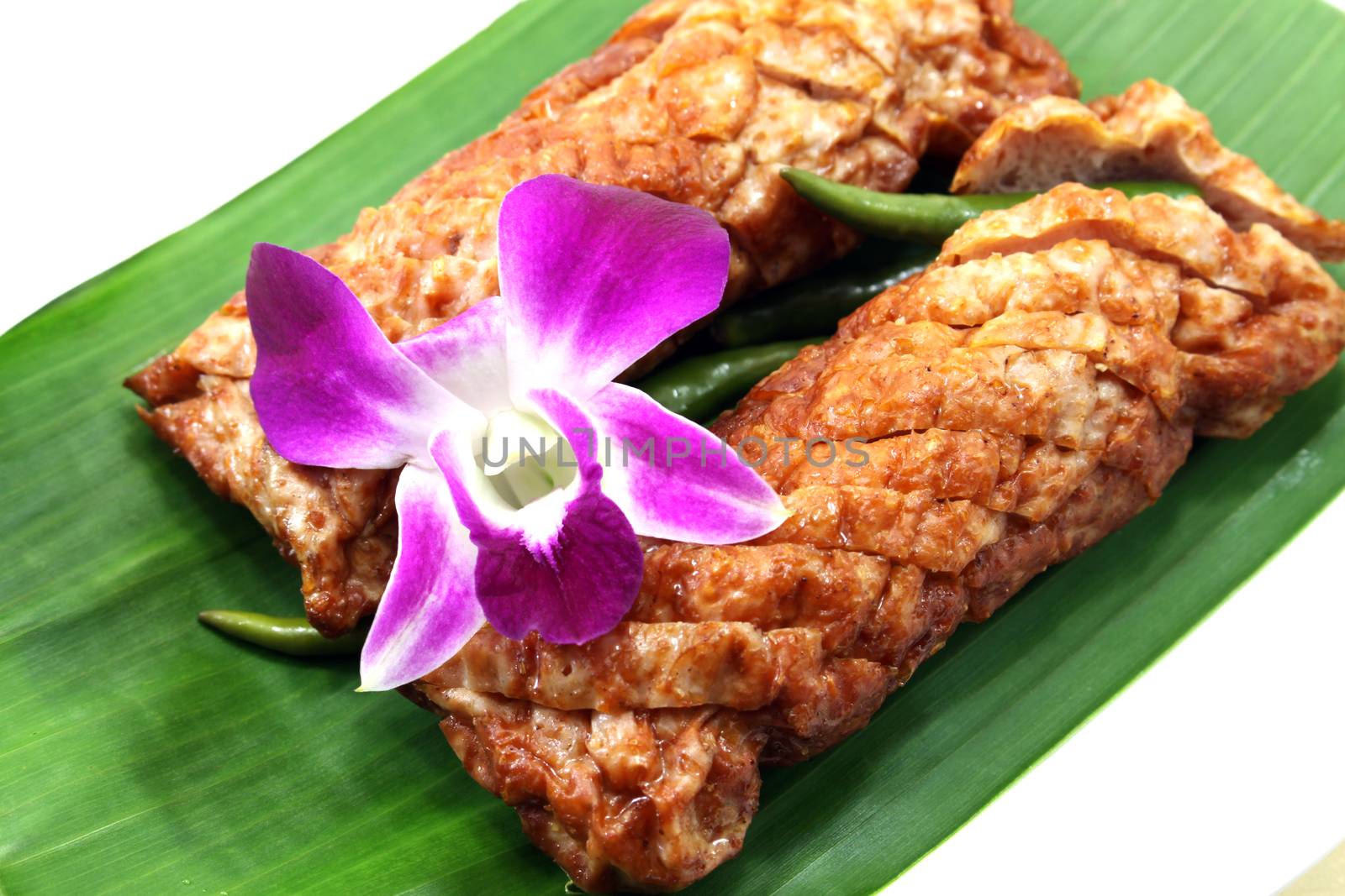 Fermented fish on banana leaf by worrayuth