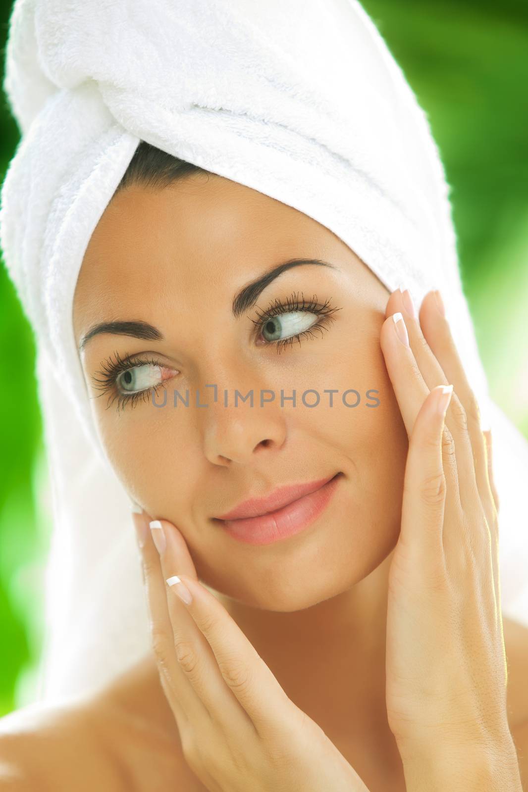 portrait of young beautiful woman  in spa environment