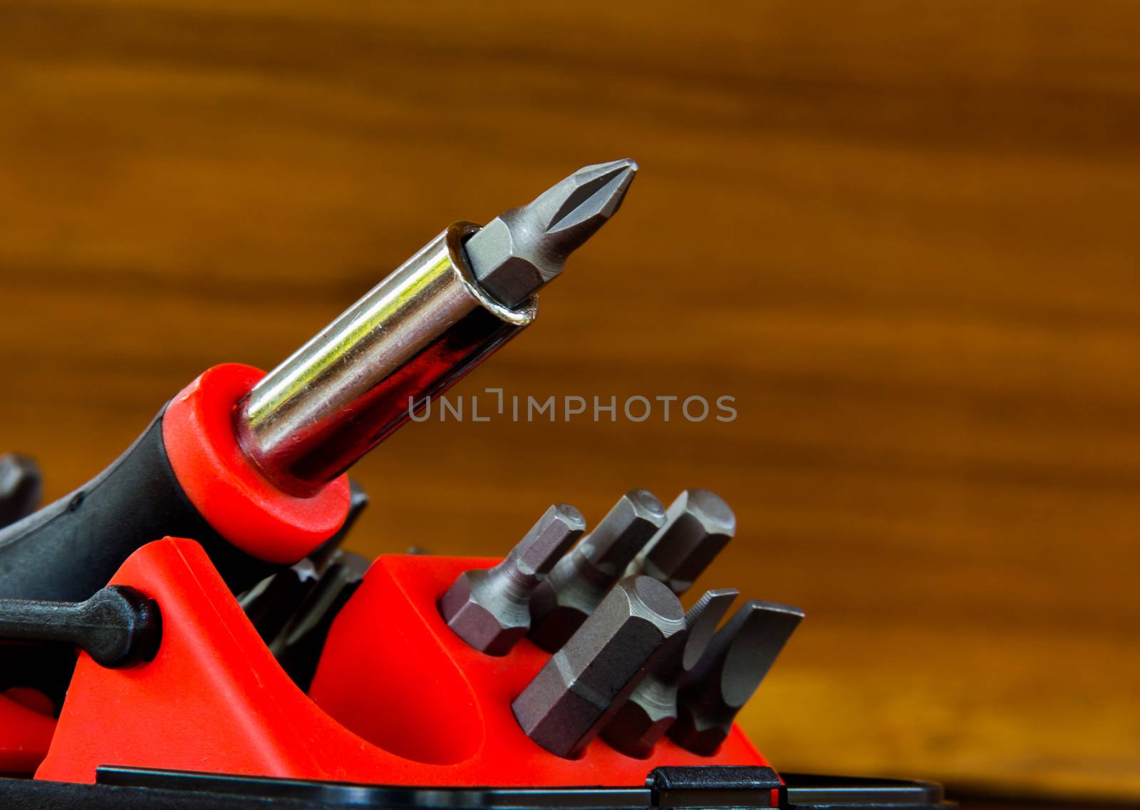 Screwdriver set  is equipment for technicians.Focus Screwdriver in the  image. Select focus