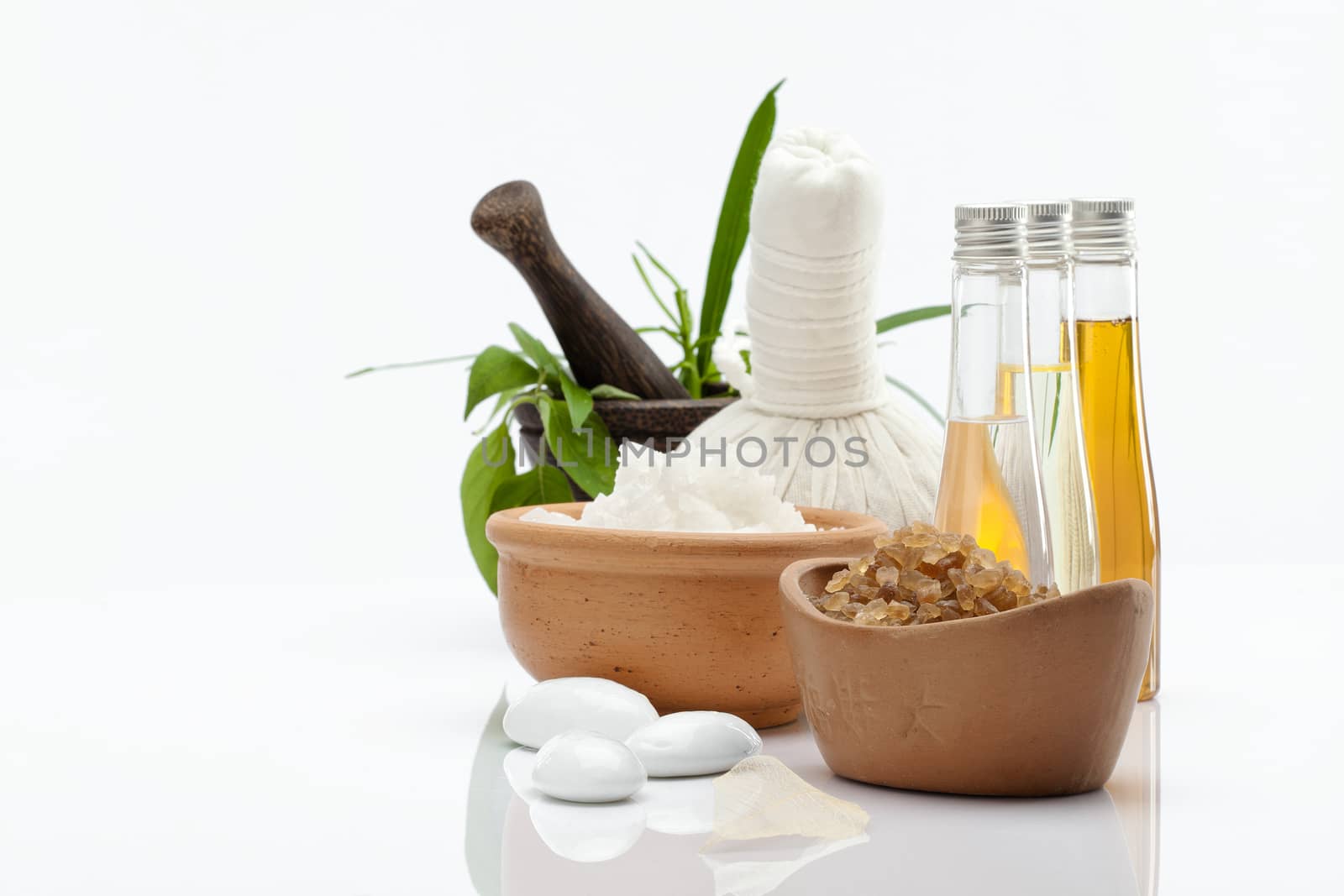 spa theme object on white background. banner. lots of copy space.