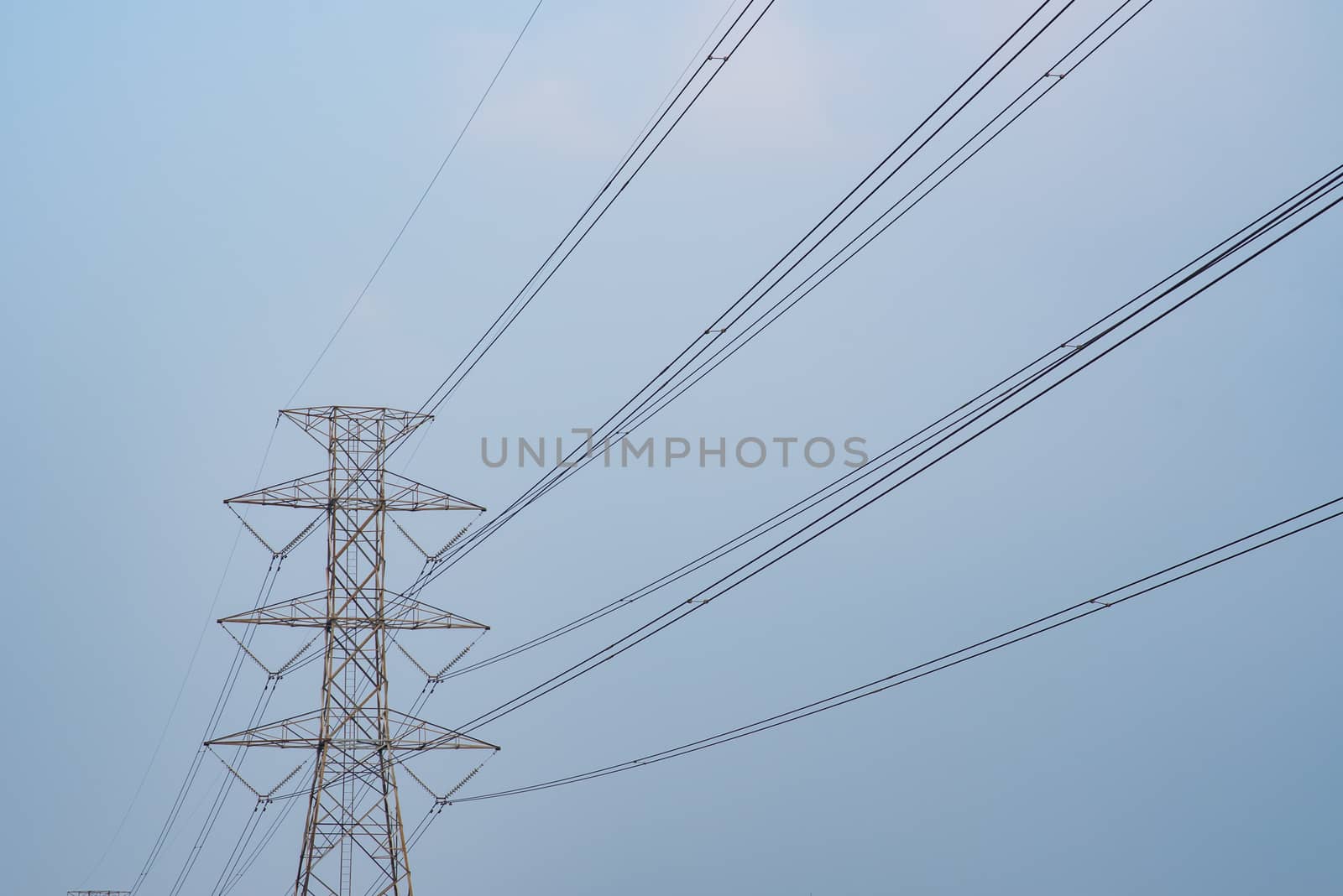 Electric Transmission Tower with sky background.